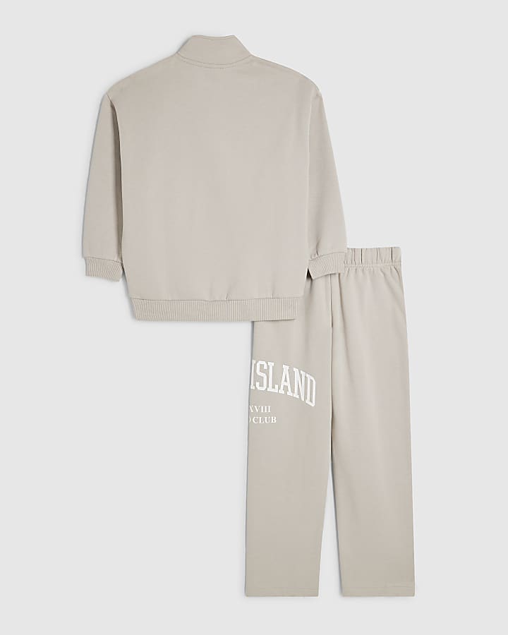 Boys Beige RI Funnel Sweatshirt Set