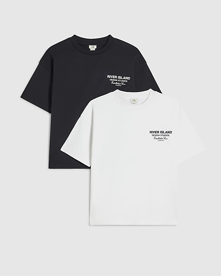 Boys Black RI Branded Pack Of 2 T-Shirts