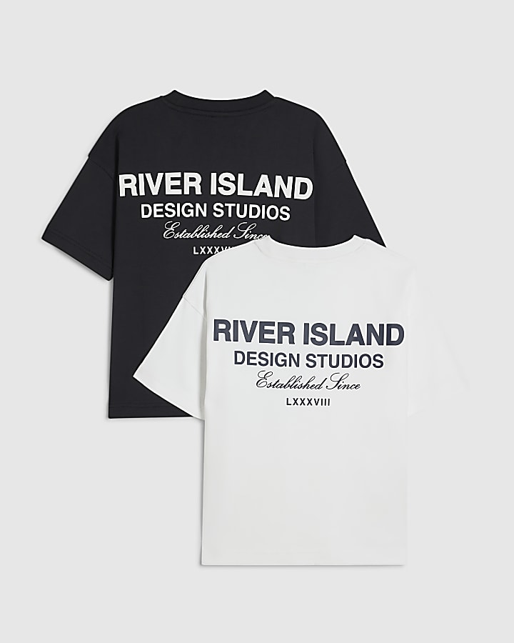 Boys Black RI Branded Pack Of 2 T-Shirts