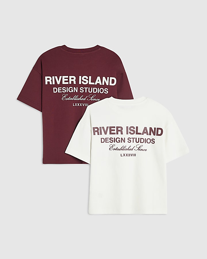 Boys Burgundy RI T-Shirt Pack Of 2
