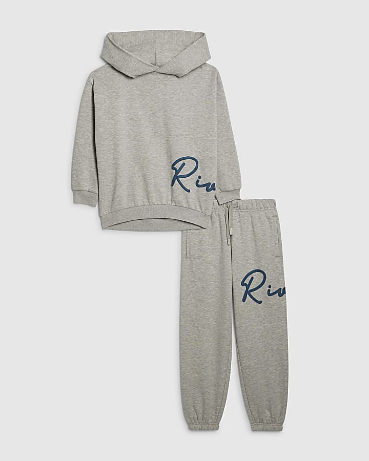 Boys Grey Ri Branded Hoodie Set