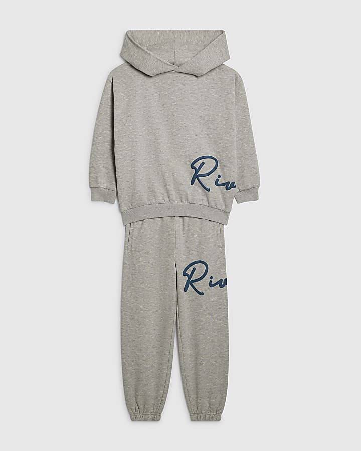Boys Grey Ri Branded Hoodie Set