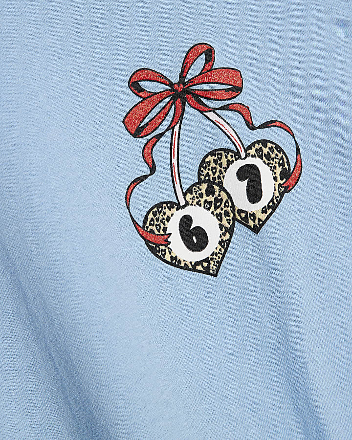Girls Blue Club 67 Leopard T-Shirt