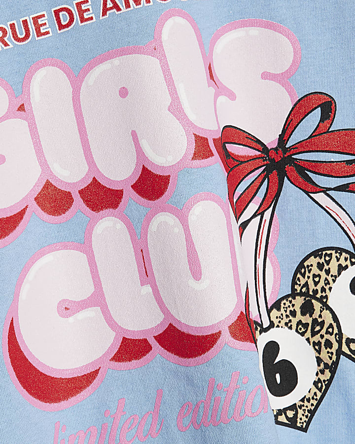 Girls Blue Club 67 Leopard T-Shirt