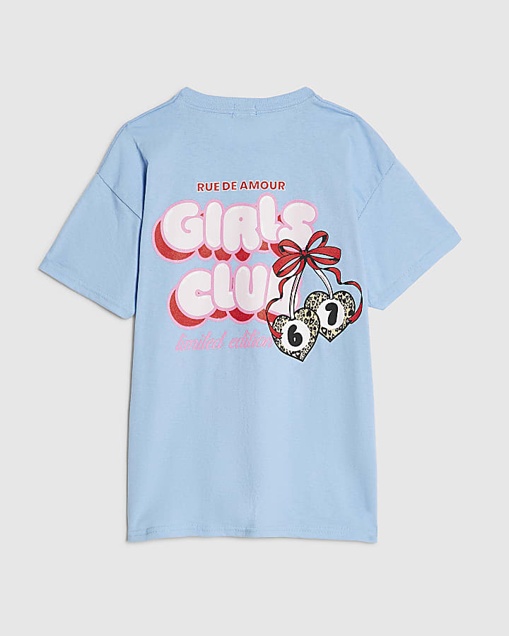 Girls Blue Club 67 Leopard T-Shirt