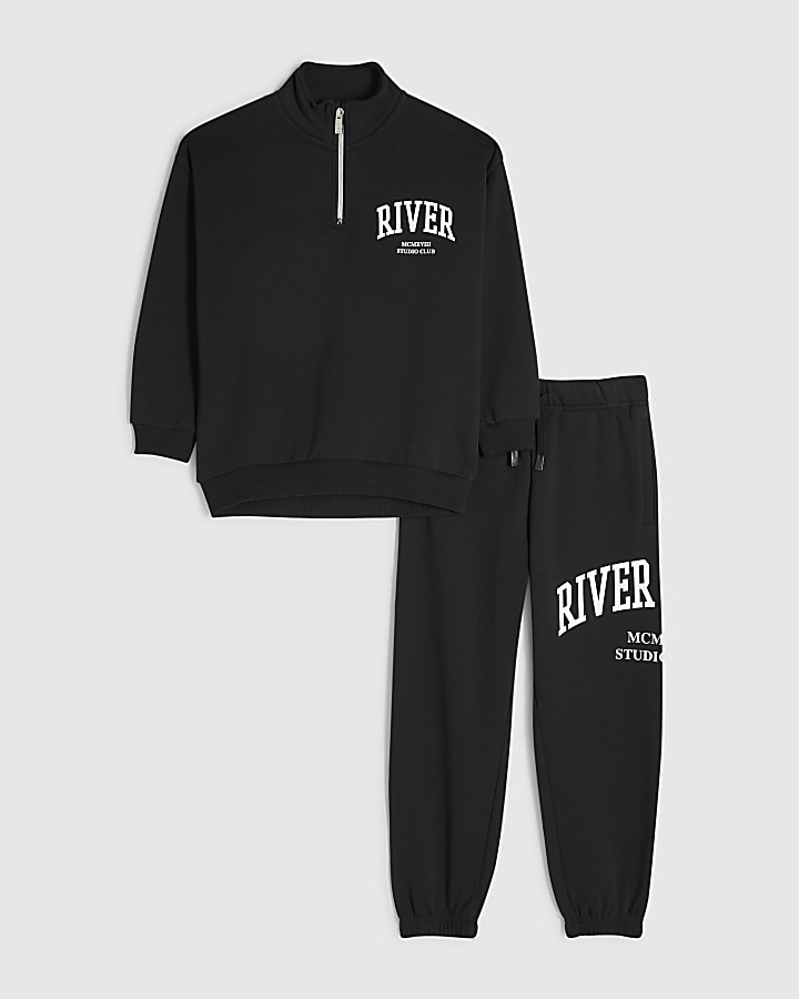 Boys Black RI Funnel Sweatshirt Set