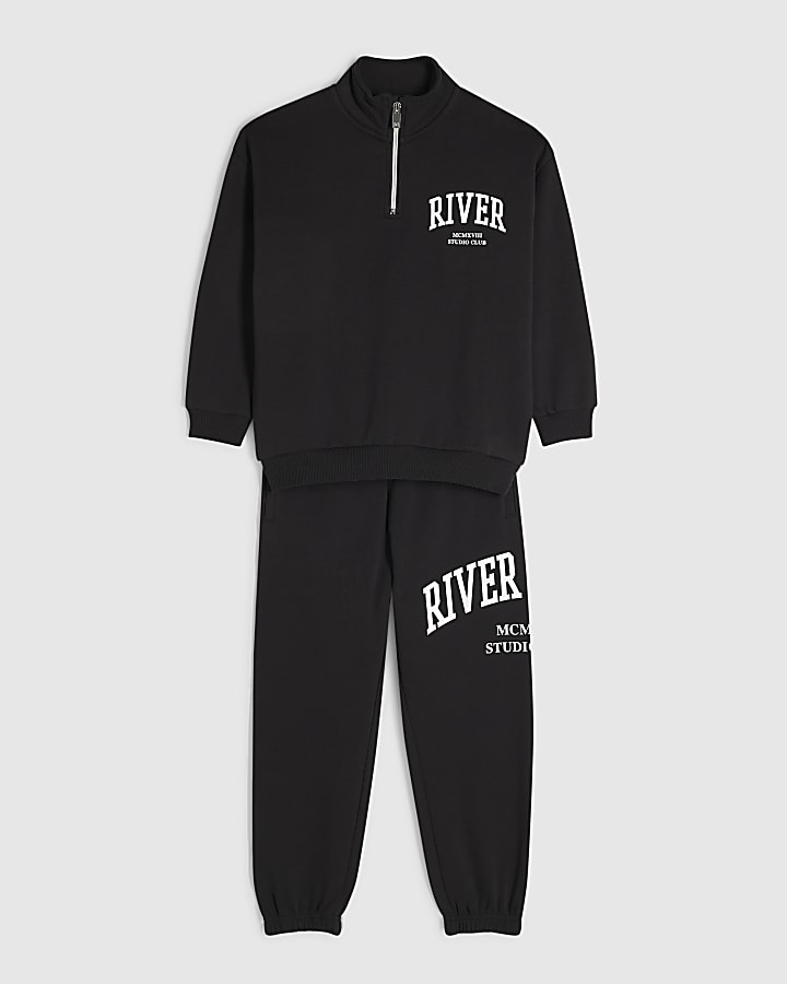 Boys Black RI Funnel Sweatshirt Set