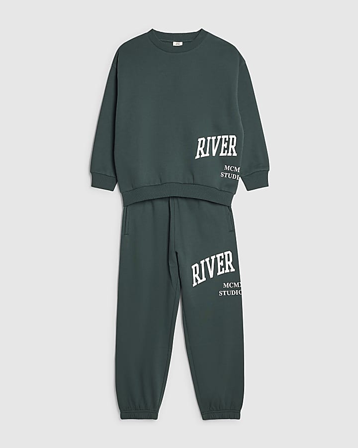 Boys Green RI Branded Sweatshirt Set