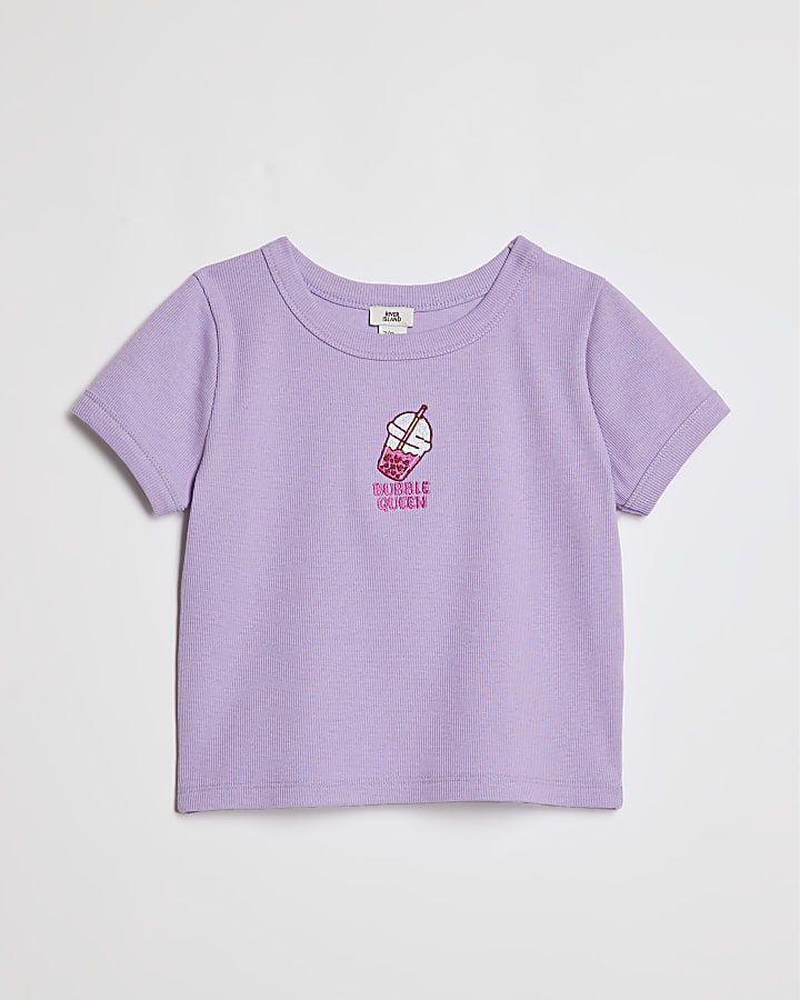 Girls Purple Bubble Queen Icon T-Shirt