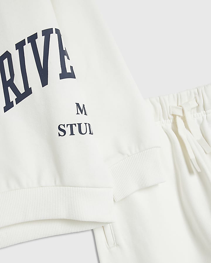 Boys Cream RI Sweatshirt And Joggers Set