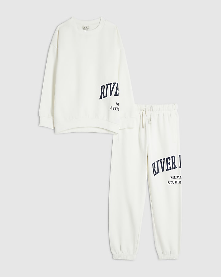 Boys Cream RI Sweatshirt And Joggers Set