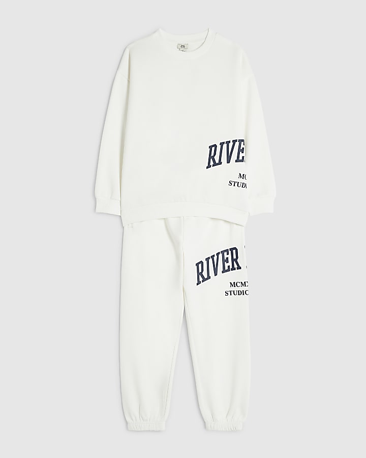 Boys Cream RI Sweatshirt And Joggers Set