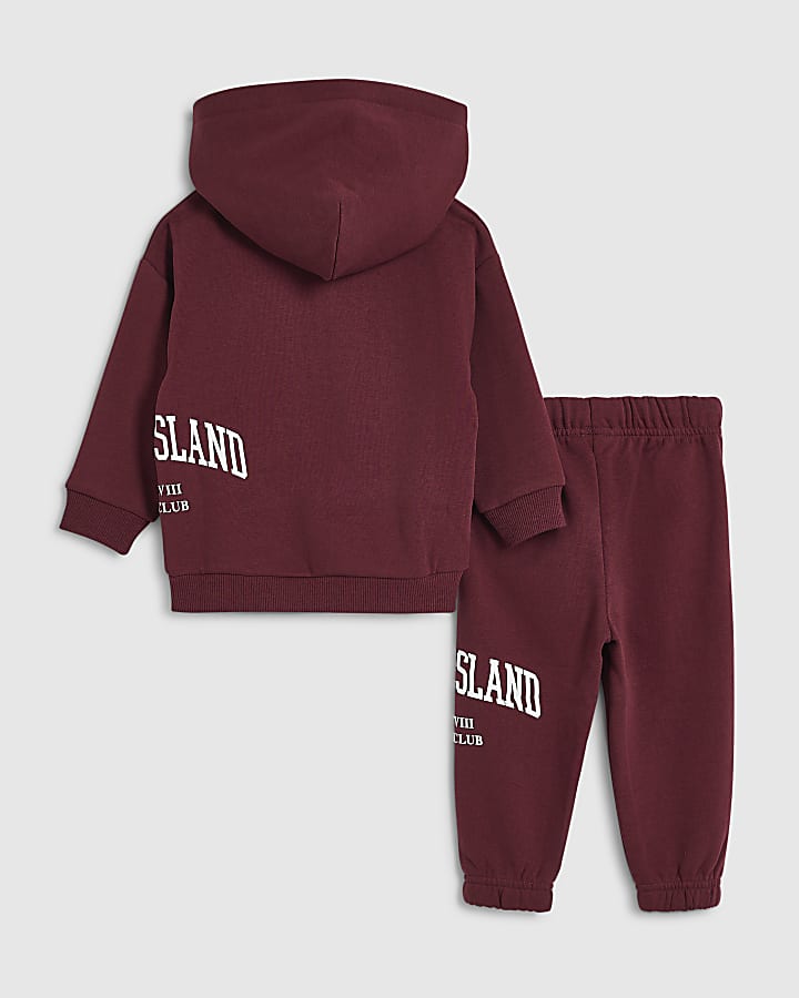 Mini Boys Burgundy RI Hoodie Set
