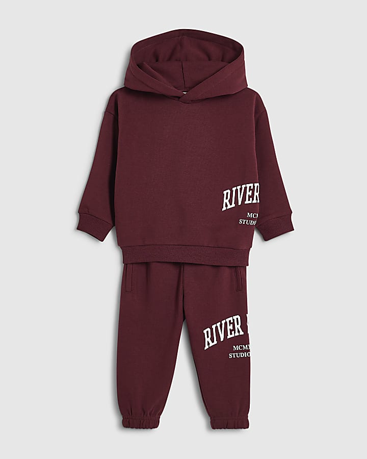 Mini Boys Burgundy RI Hoodie Set