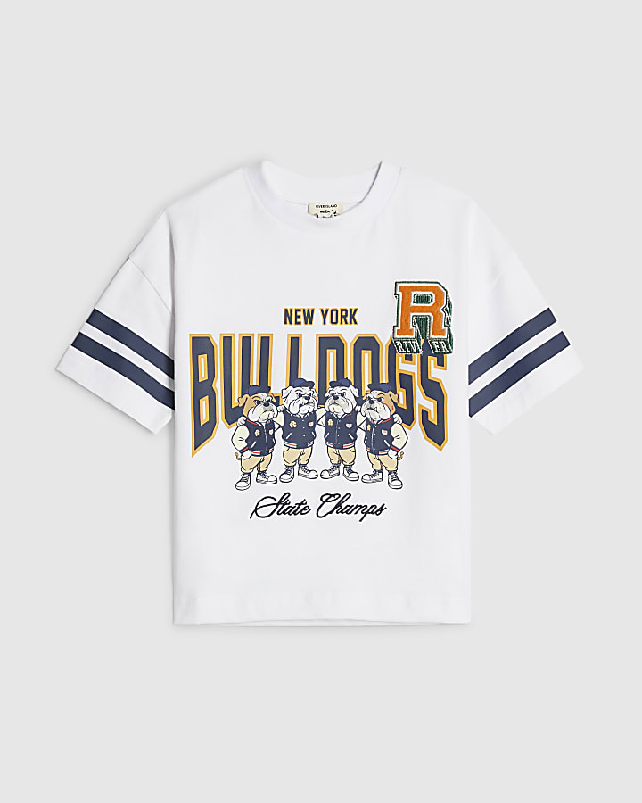 Mini Boys White NY Bulldog T-shirt