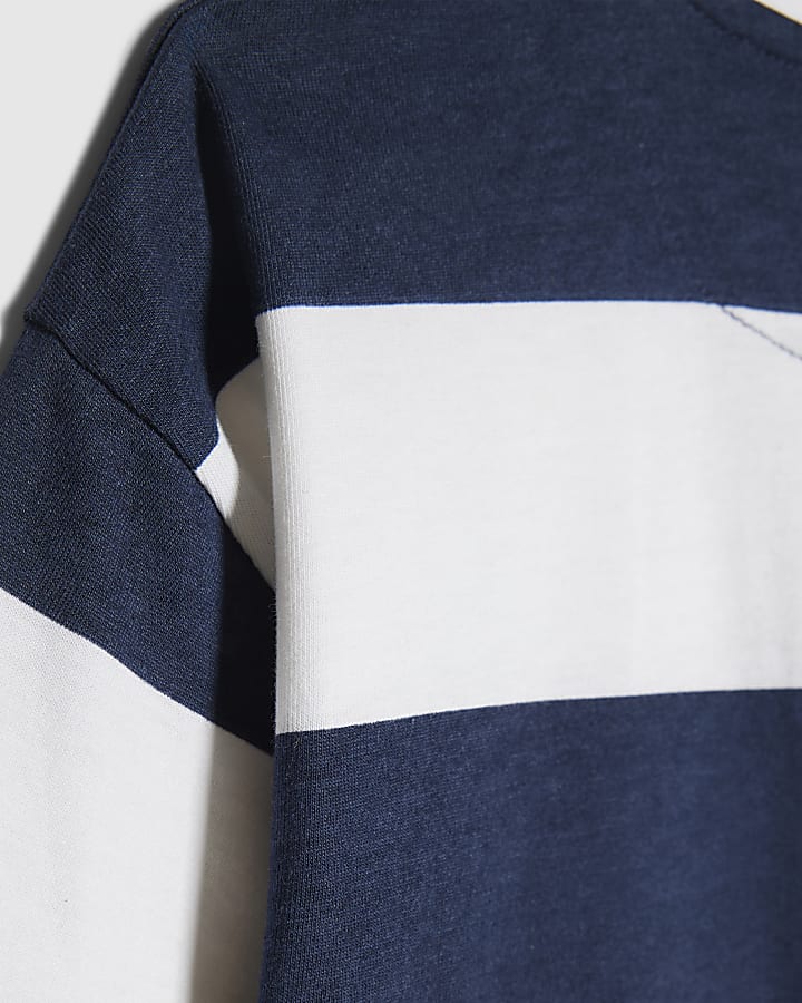 Mini Boys Navy Striped Role Model T-Shirt