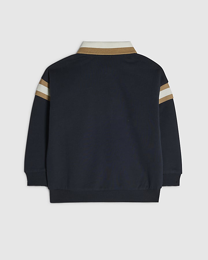 Mini Boys Navy New York Striped Sweatshirt