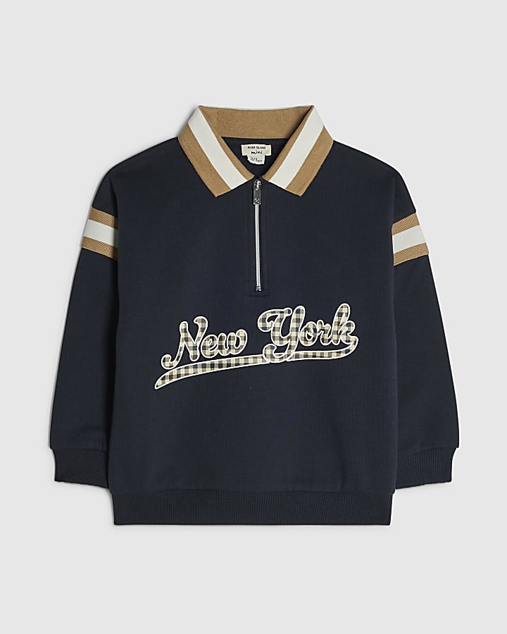 Mini Boys Navy New York Striped Sweatshirt