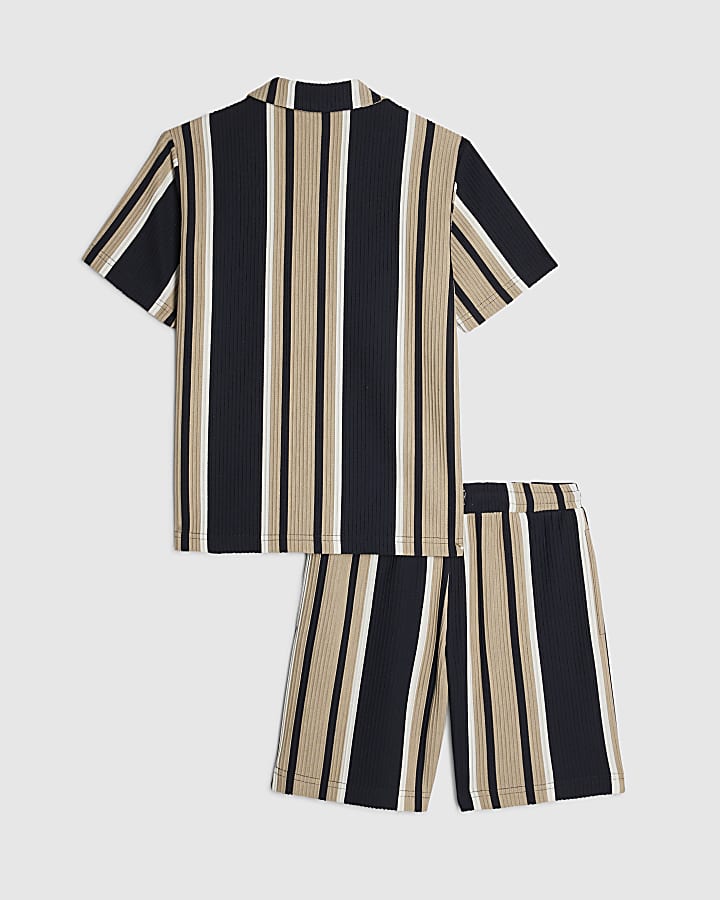 Boys Navy Stripe Shorts Set