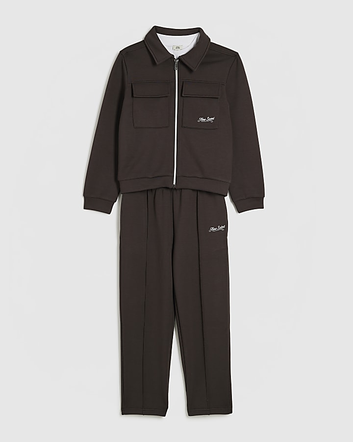 Boys Brown Ame Saint Jacket 3 Piece Set