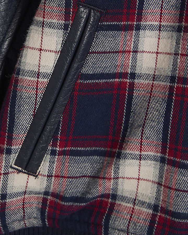 Mini Boys Navy Check Bomber Jacket