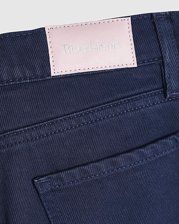 Girls Navy Wide Leg Jeans