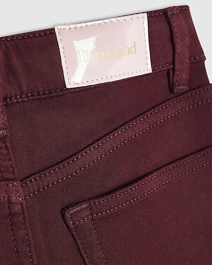 Girls Burgundy Mid Rise Flare Leg Jeans