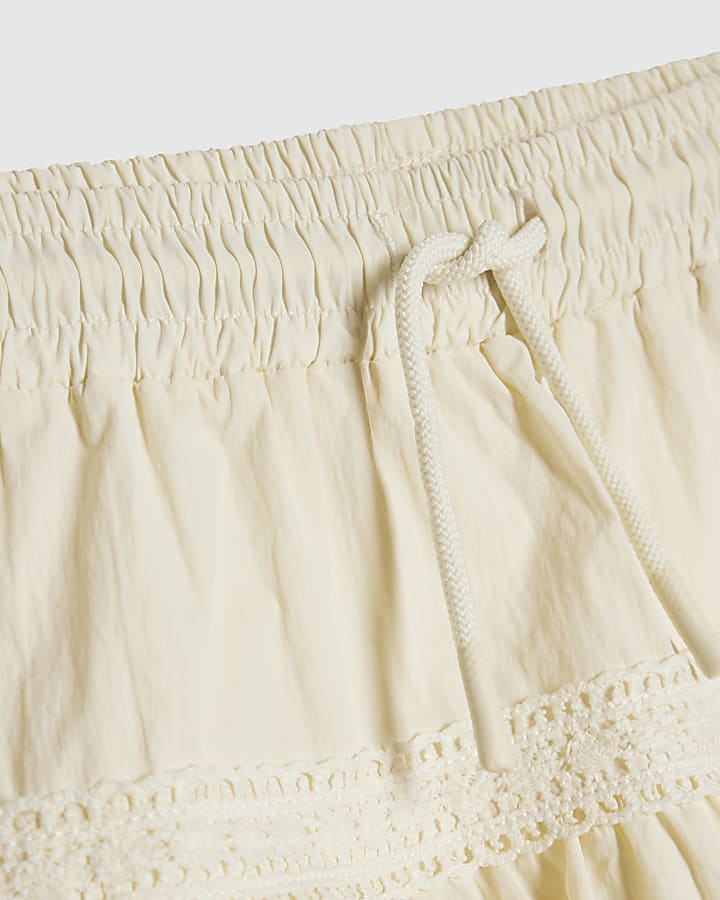 Girls Beige Lace Skirt