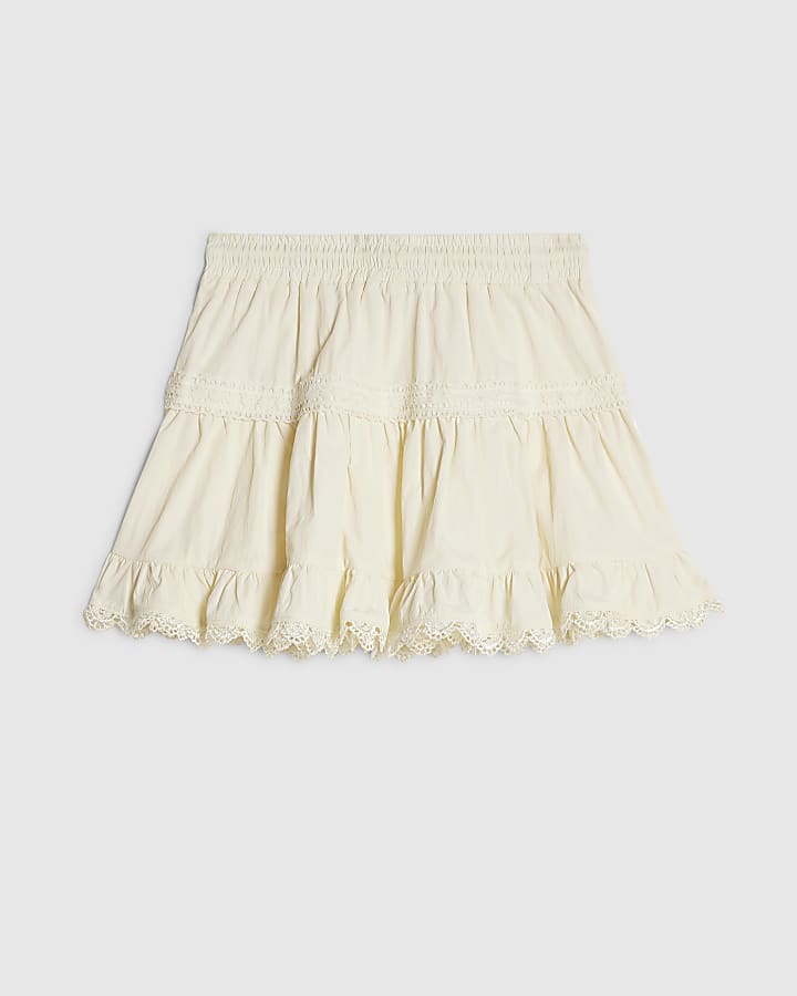 Girls Beige Lace Skirt
