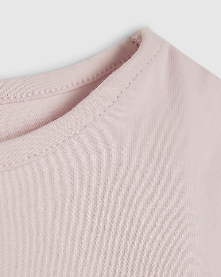 Girls Pink Cap Sleeve Waistband T-Shirt