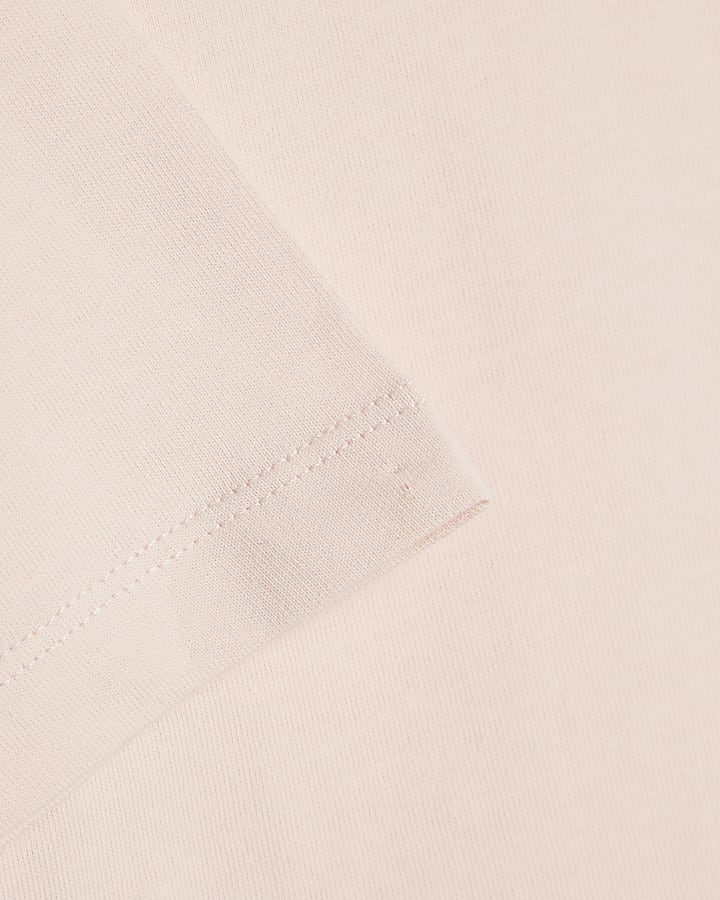 Girls Pink Satin Lace Hem T-Shirt