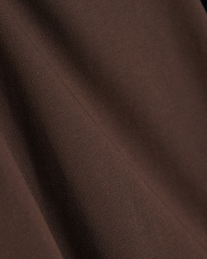 Girls Brown Satin Lace Hem T-Shirt