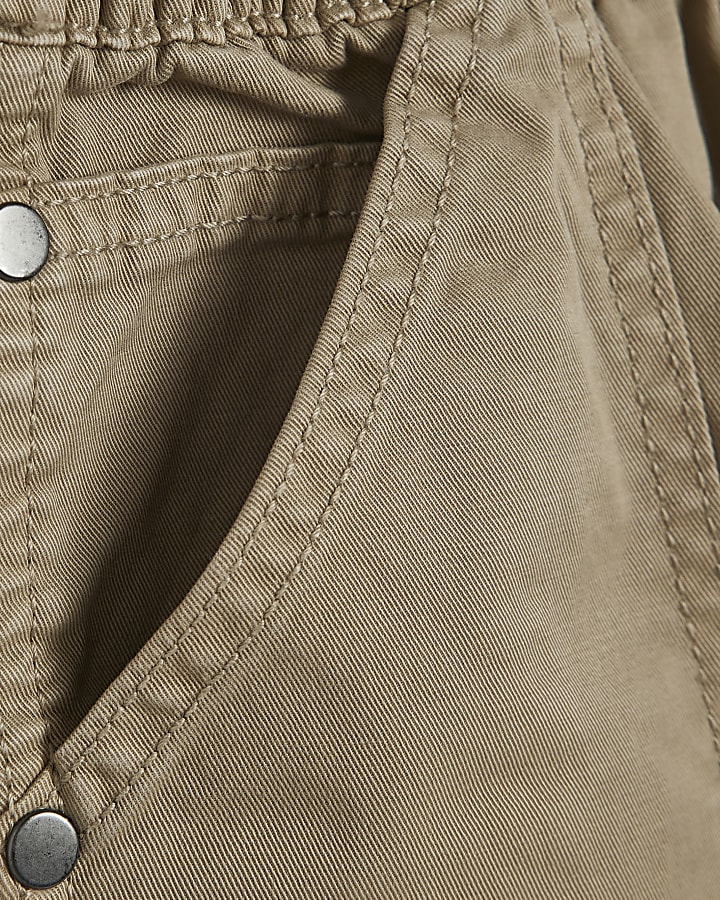 Mini Boys Beige Barrel Leg Cargo Trousers