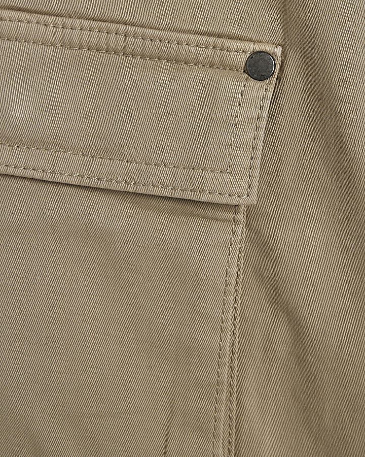 Boys Beige Barrel Leg Cargo Trousers