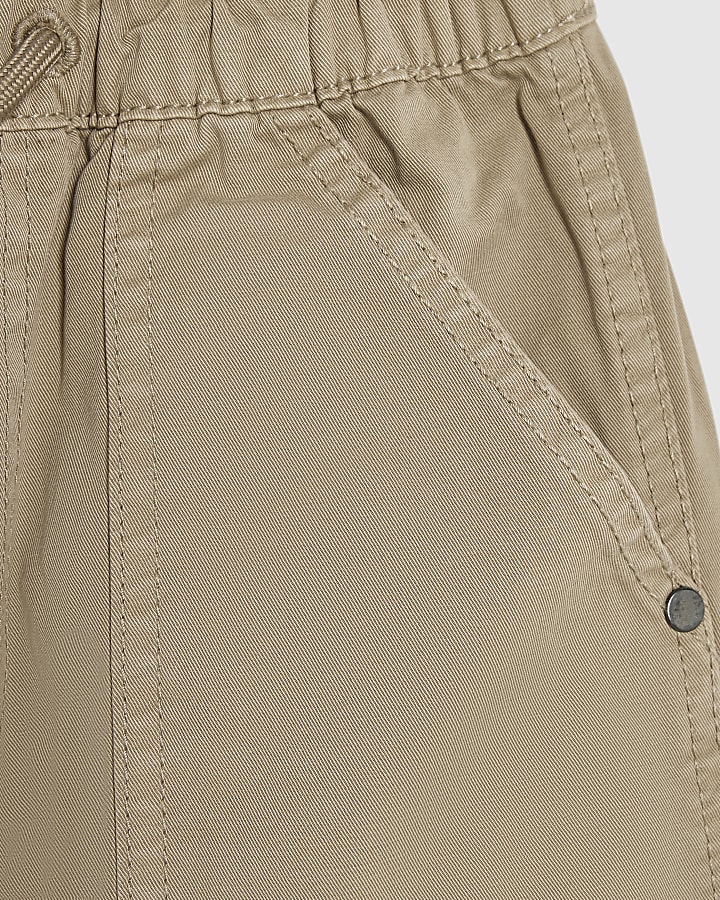 Boys Beige Barrel Leg Cargo Trousers