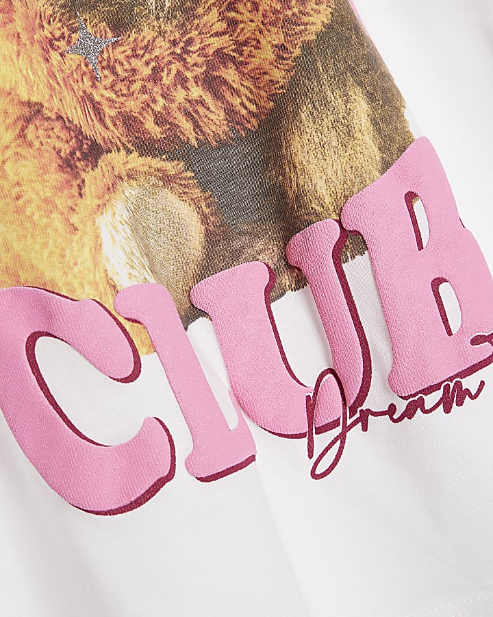 Girls White Bestie Club Monkey T-Shirt