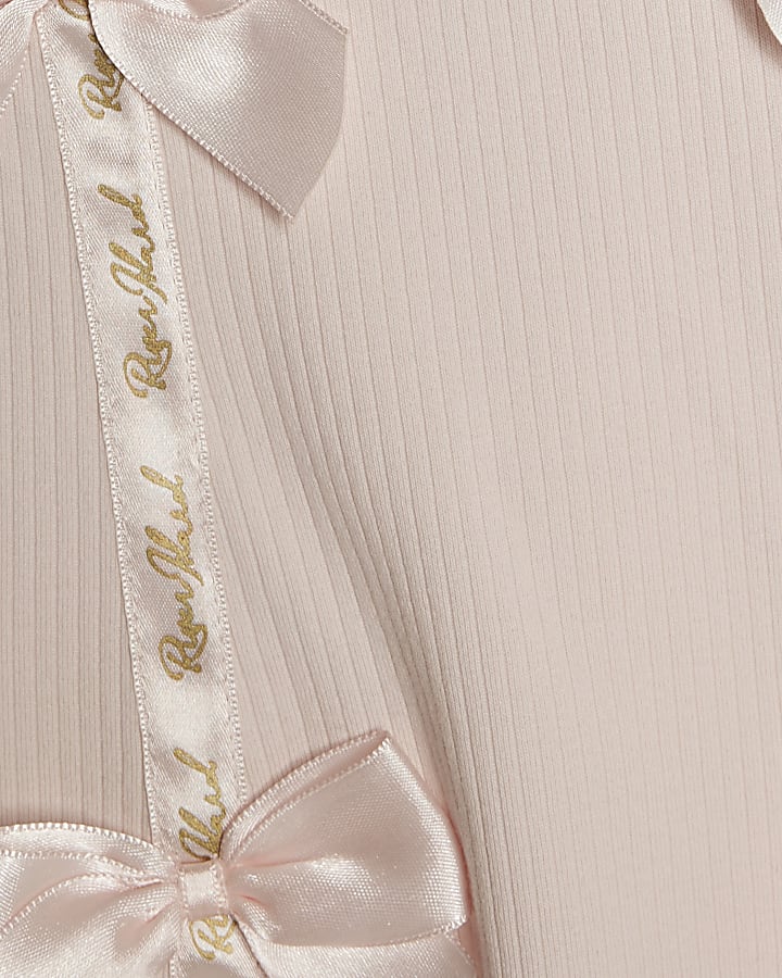 Mini Girls Pink Satin Bow Polo Dress