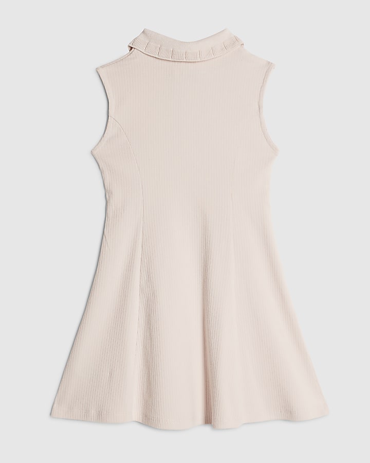 Mini Girls Pink Satin Bow Polo Dress