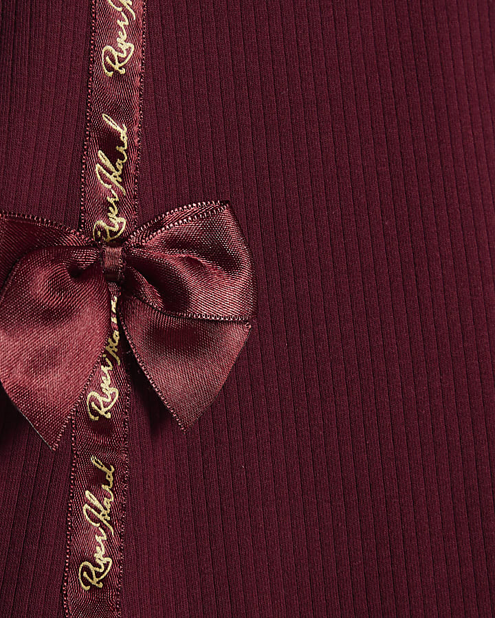 Mini Girls Red Satin Bow Polo Dress