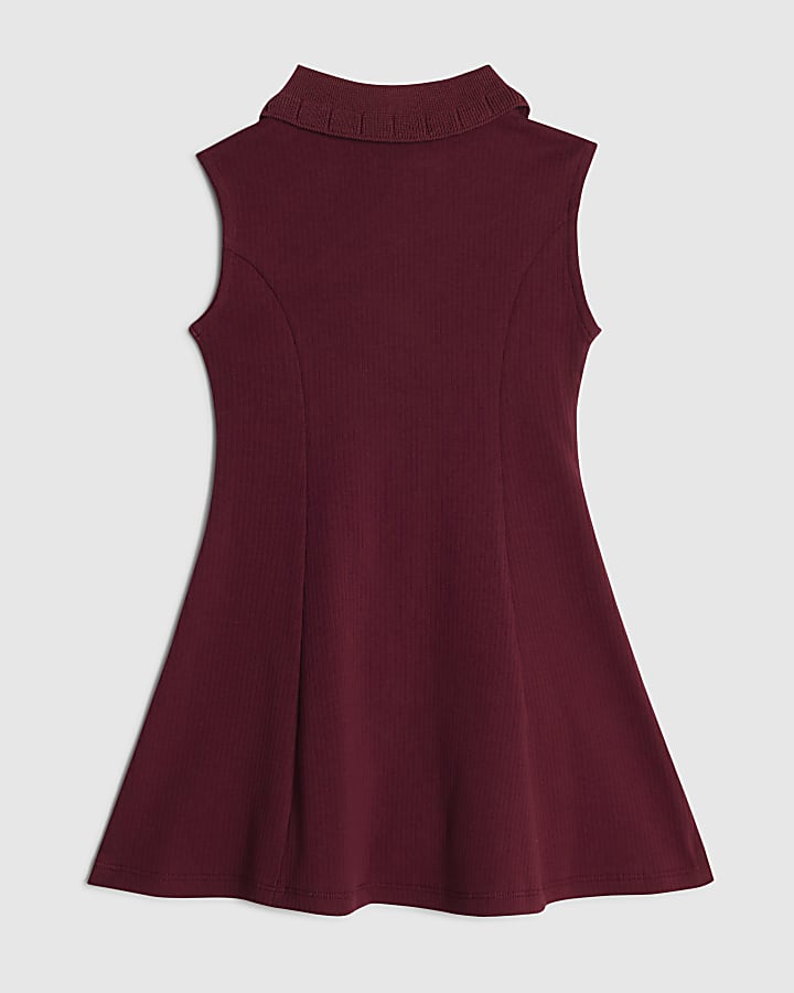 Mini Girls Red Satin Bow Polo Dress