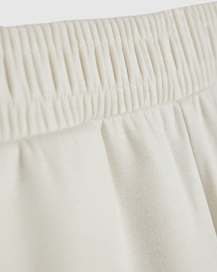 Mini Girls Beige Wide Leg Bow Trousers