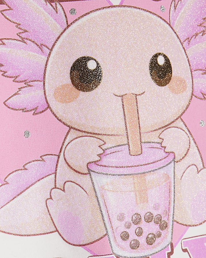 Girls White Oversized Axolotl Energy T-Shirt