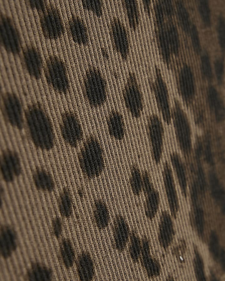 Girls Brown Leopard Print Button Up Top