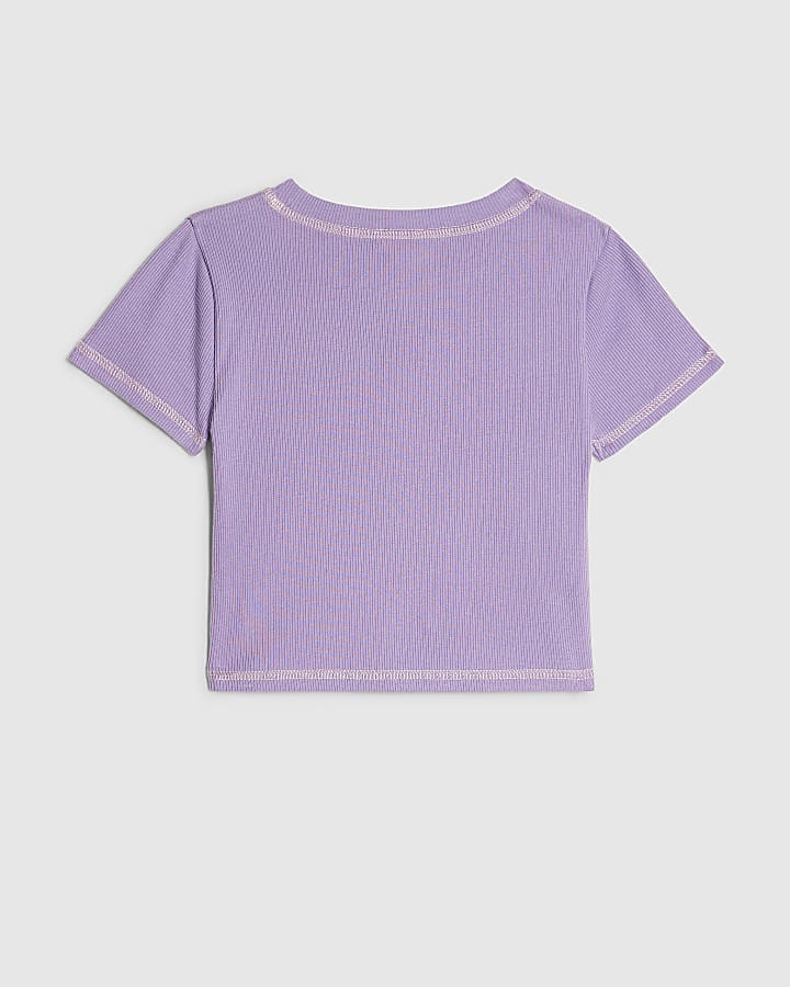 Girls Purple Sequin Embroidered Love T-Shirt