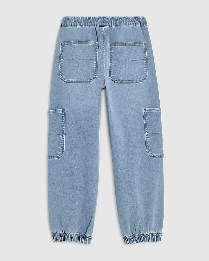 Boys Blue Loose Cuffed Cargo jeans
