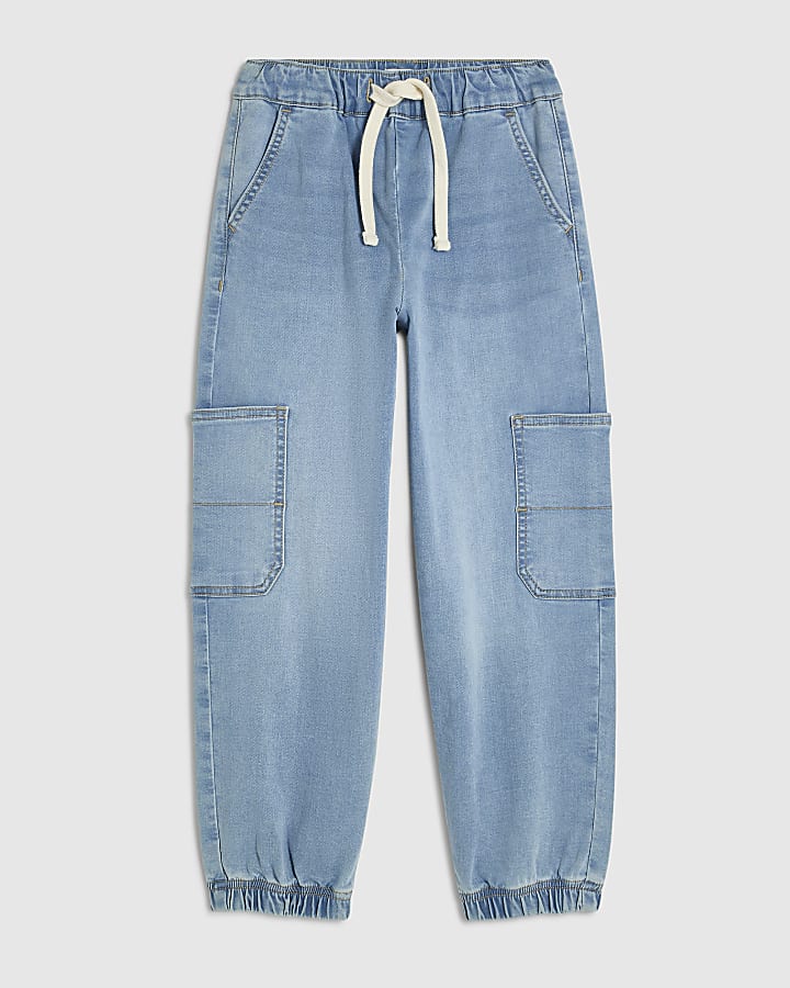 Boys Blue Loose Cuffed Cargo jeans