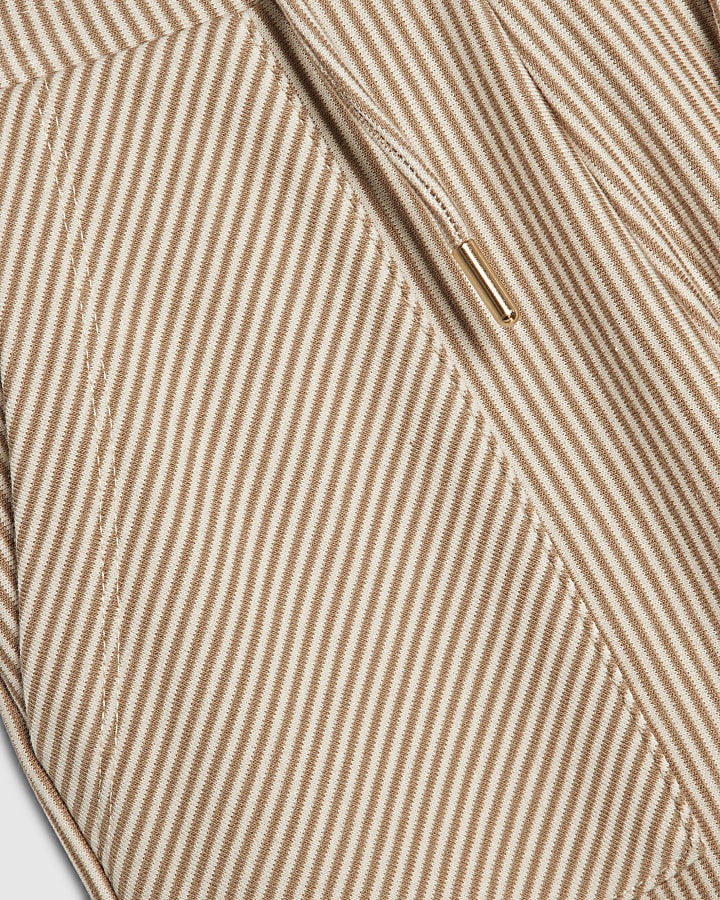 Girls Brown Stripe Wide Leg Trousers