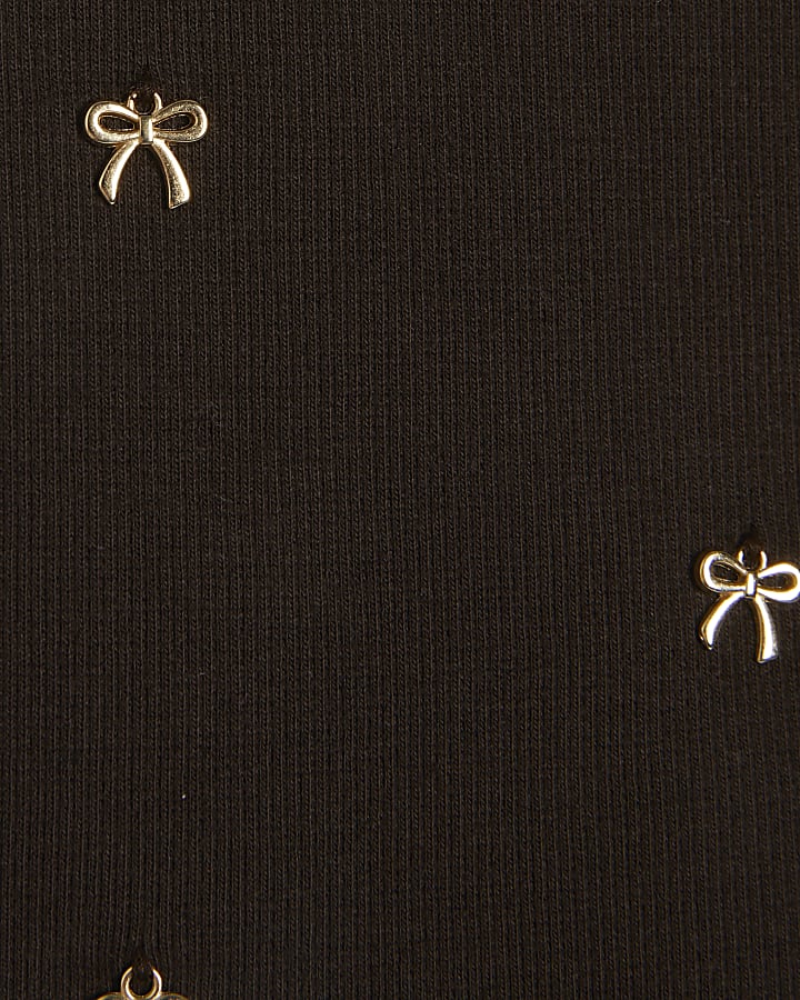 Girls Brown Ribbed Charmed Tank Top