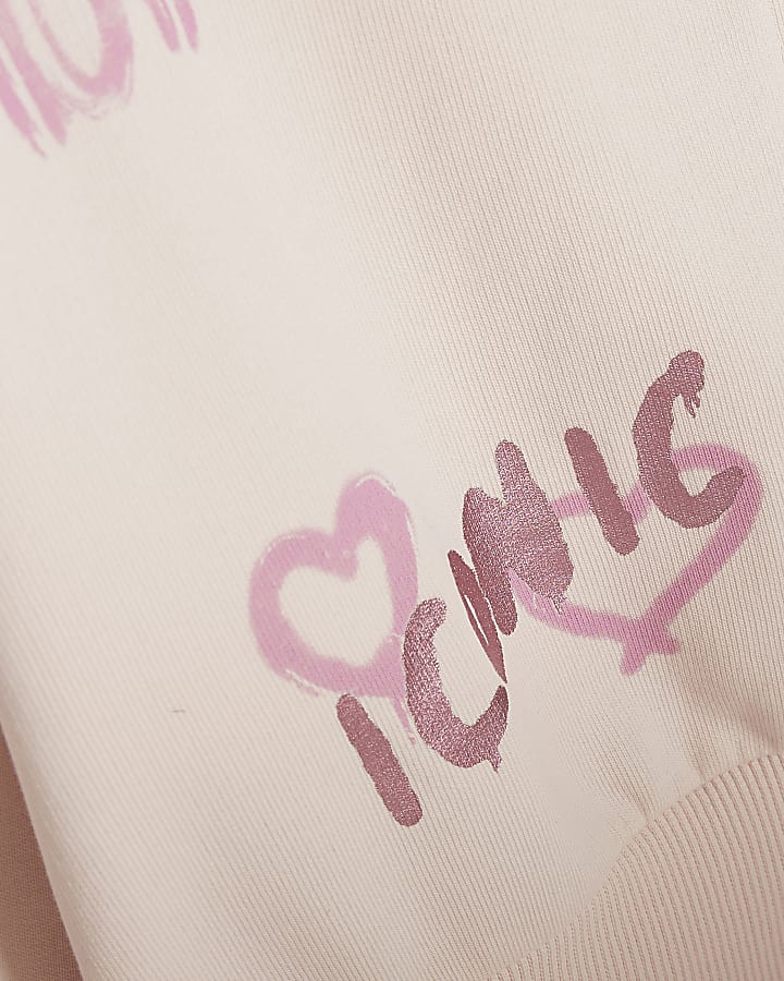 Girls Pink Graffiti Icon Zip Up Hoodie
