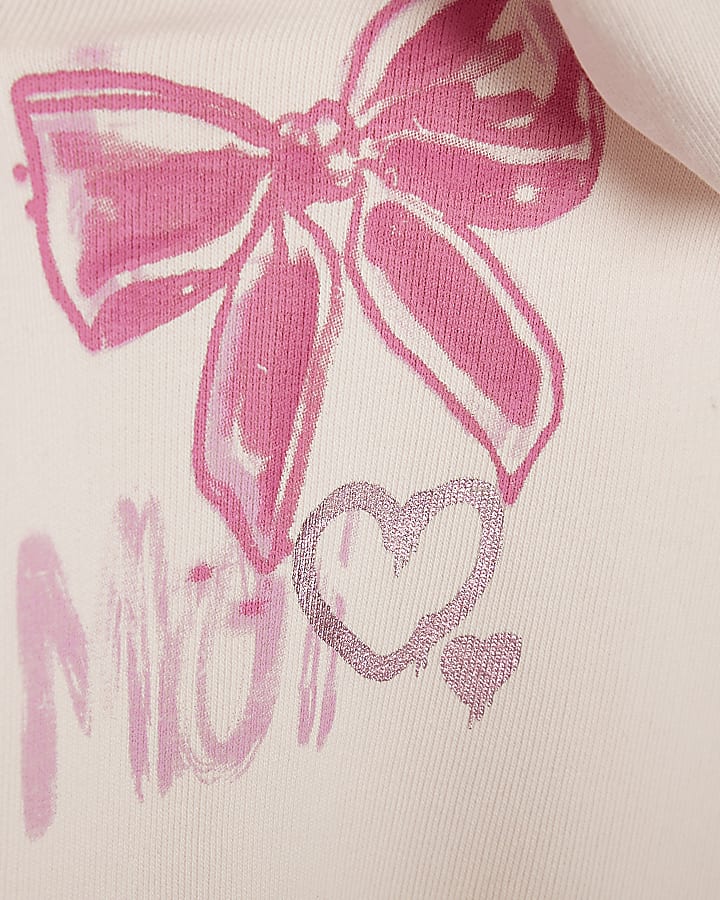 Girls Pink Graffiti Icon Zip Up Hoodie